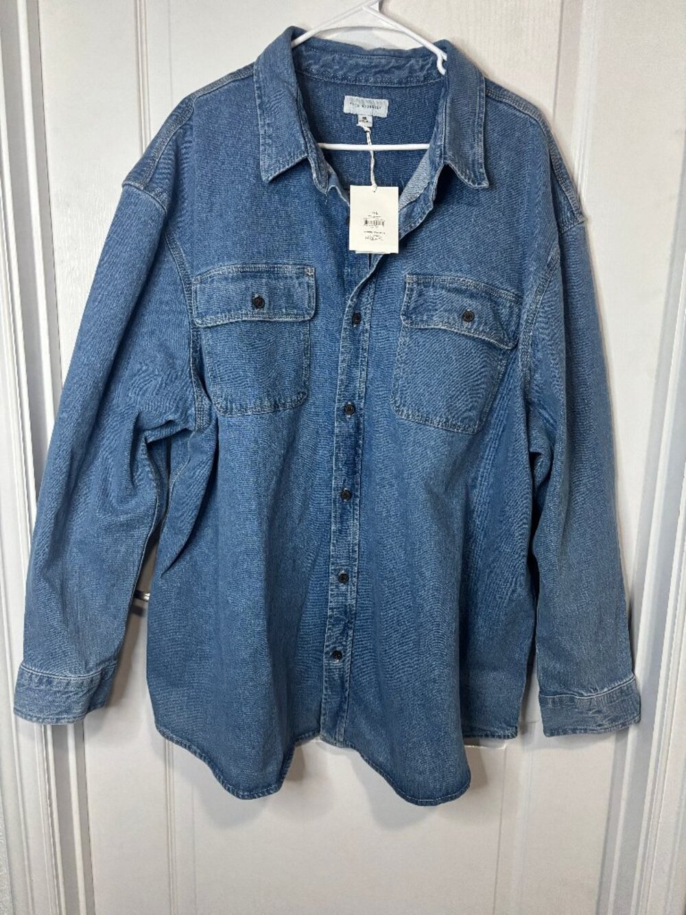 Free Assembly Men's Heavyweight Denim Overshirt with Long Sleeves 3XL NEW